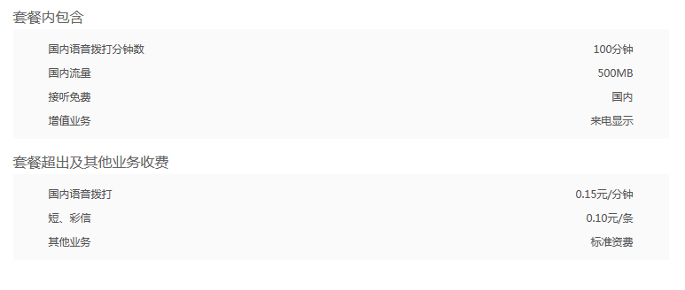 联通：56元全国套餐